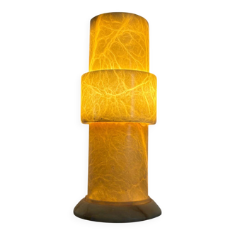 Alabaster stepped circular table lamp, Spain, 1970s
