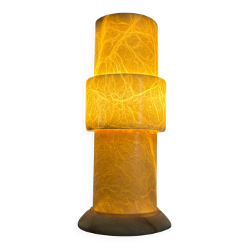 Alabaster stepped circular table lamp, Spain, 1970s
