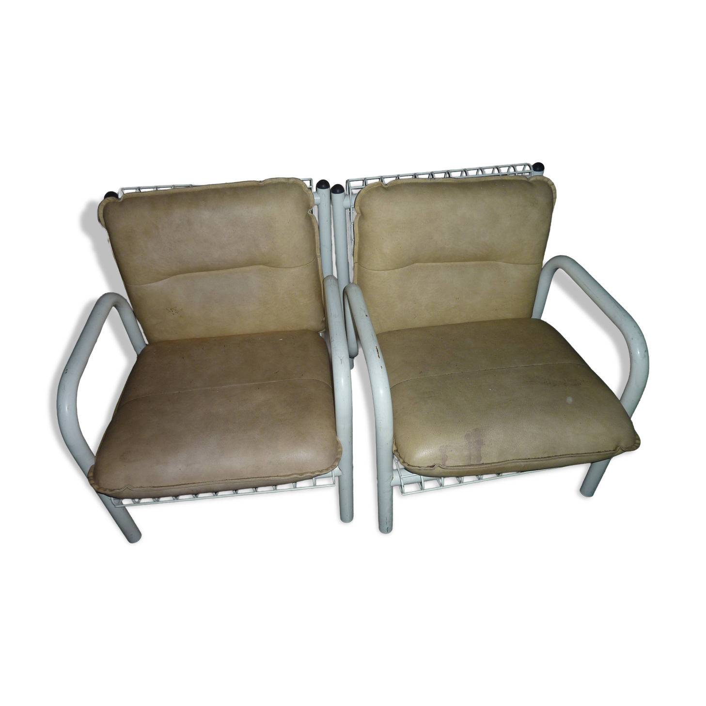pair of iron armchairs