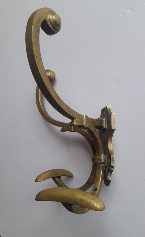 Patère double bronze porte manteau chapeau 4 crochets ancienne