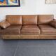 Roche Bobois vintage lounge from the 80s – cognac buffalo leather – 2 sofas + pouf