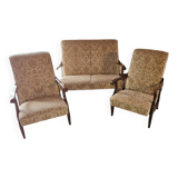 Vintage 3-piece living room in beige fabric