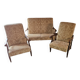 Salon vintage 3 pièces en tissu beige