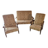Vintage 3-piece living room in beige fabric