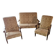 Salon vintage 3 pièces en tissu beige
