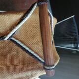 Small chandelier 1960 1970 canvas jute wood Scandinavian style