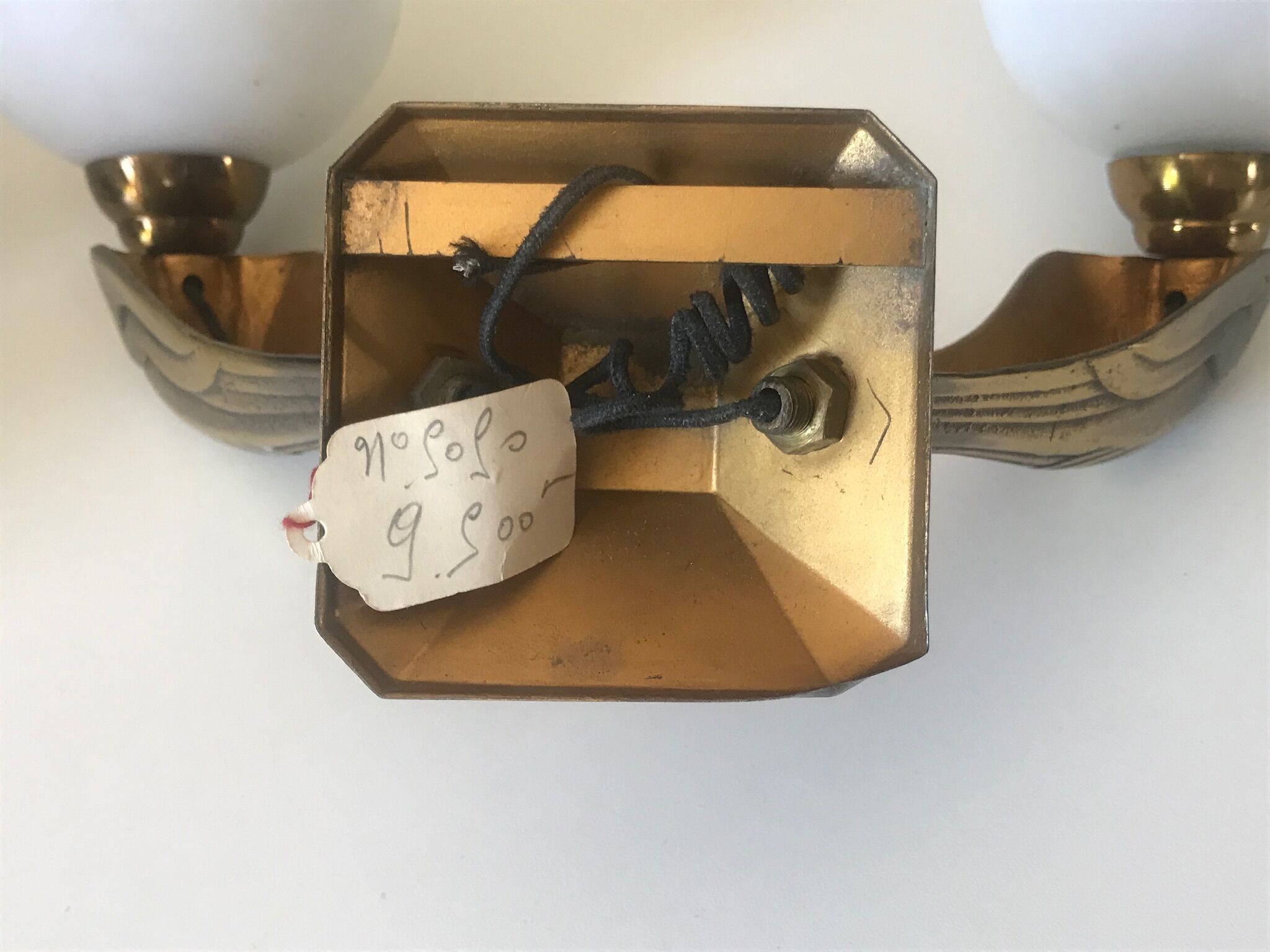 Pair of wall light vintage bronze swallows Annees 50