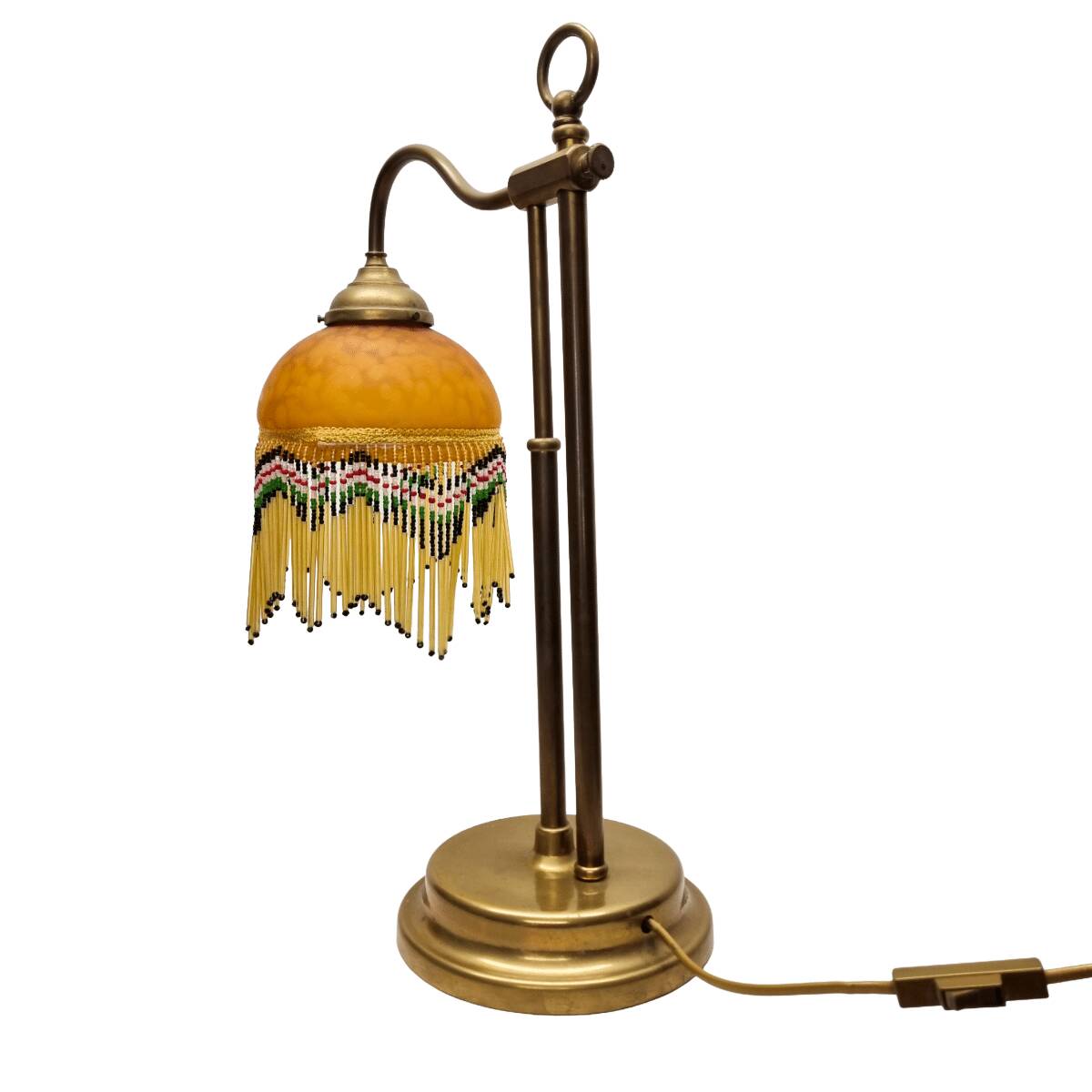 Vintage Beaded Lamp On Brass Base, 1960/70s