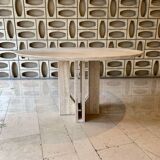 Table à manger ronde en travertin de Claude Berraldacci