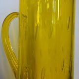 Pichet en verre Murano bullé jaune vintage