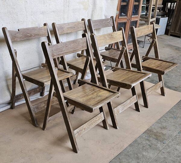 Lot de 6 chaises de cinéma pliante en teck