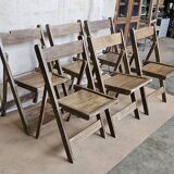 Set of 6 folding teak cinema chairs