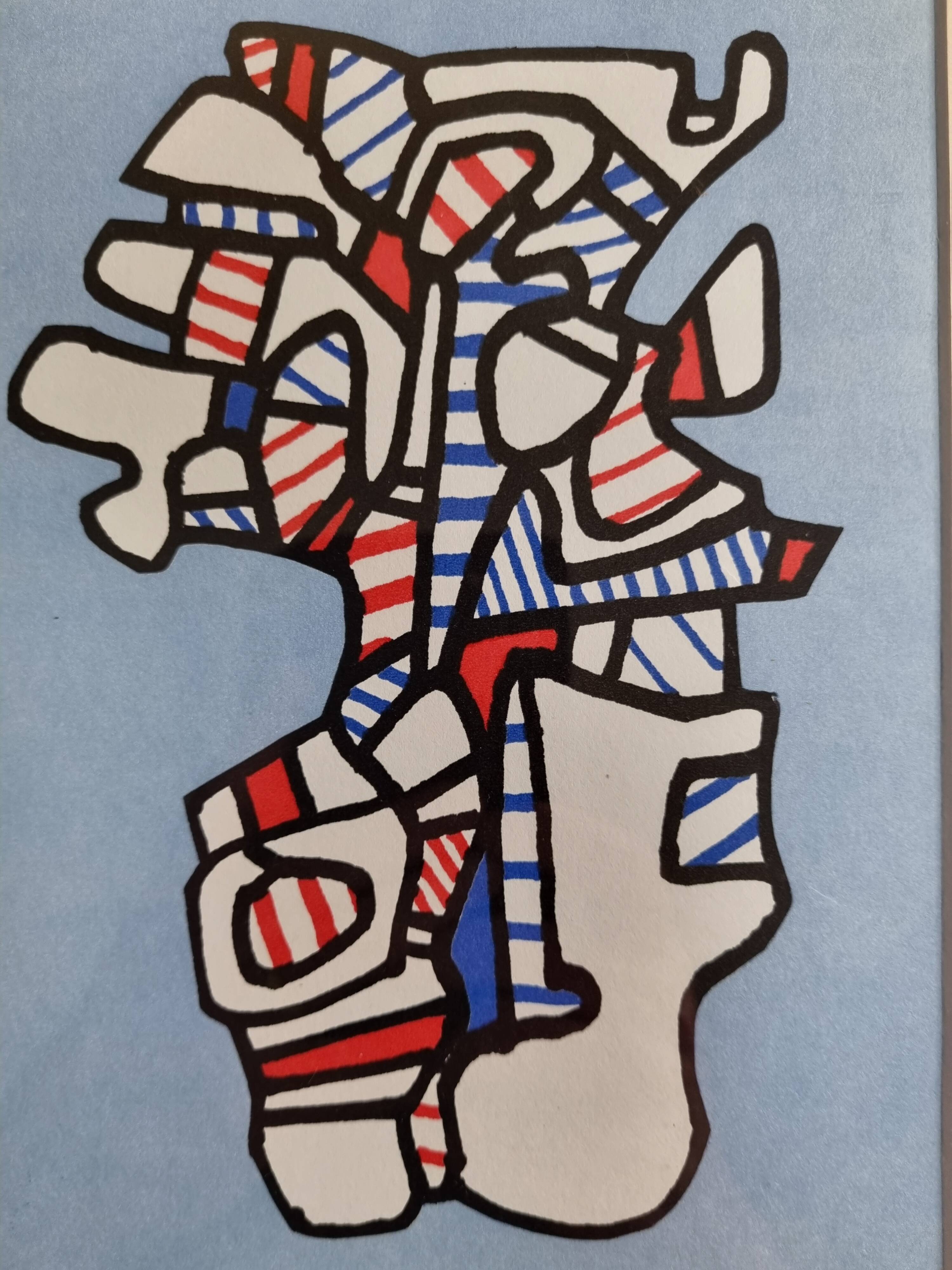 Silkscreen print after Jean Dubuffet, framed, 1970s, 23 x 31 cm