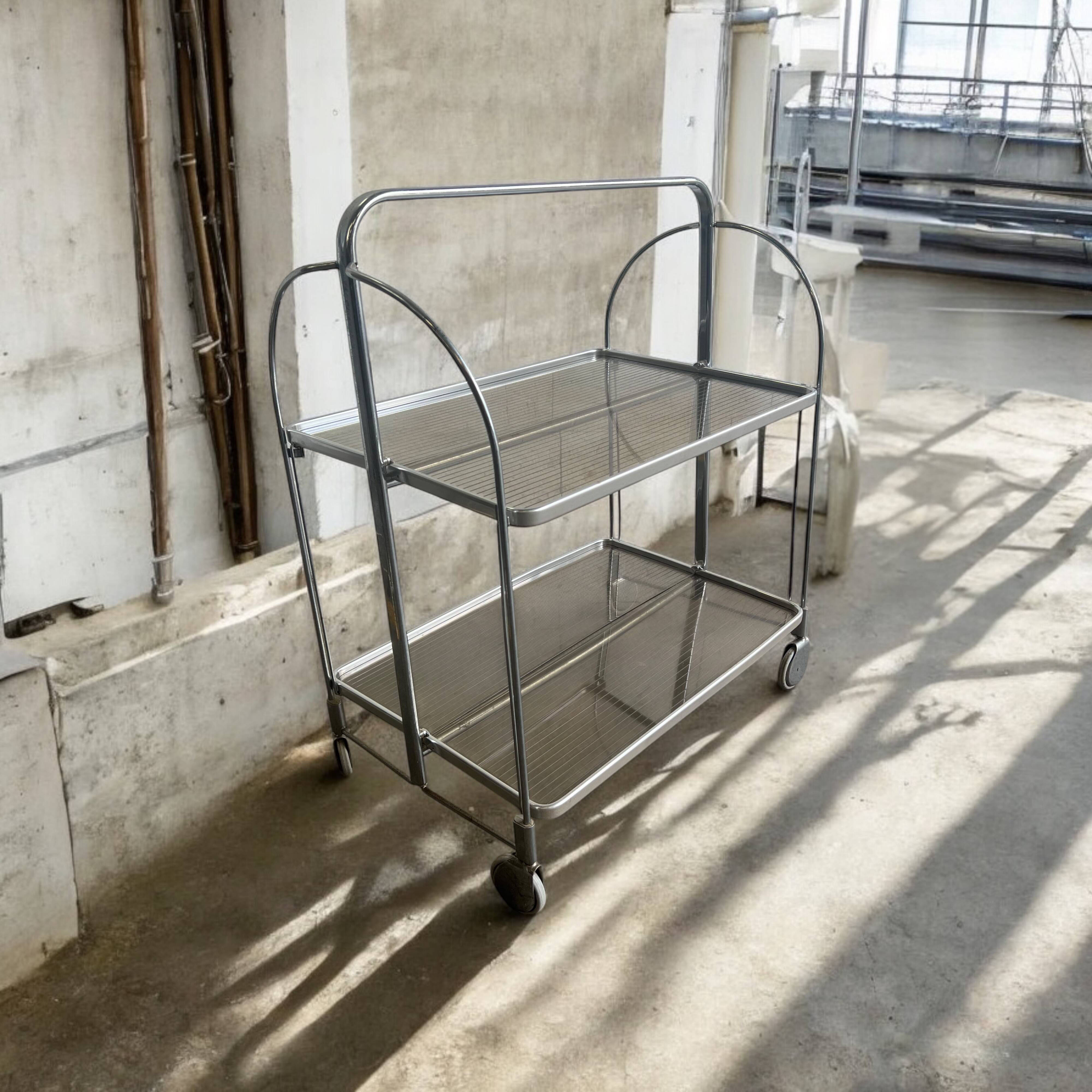 Vintage Folding Bar Cart/Side Table on Wheels