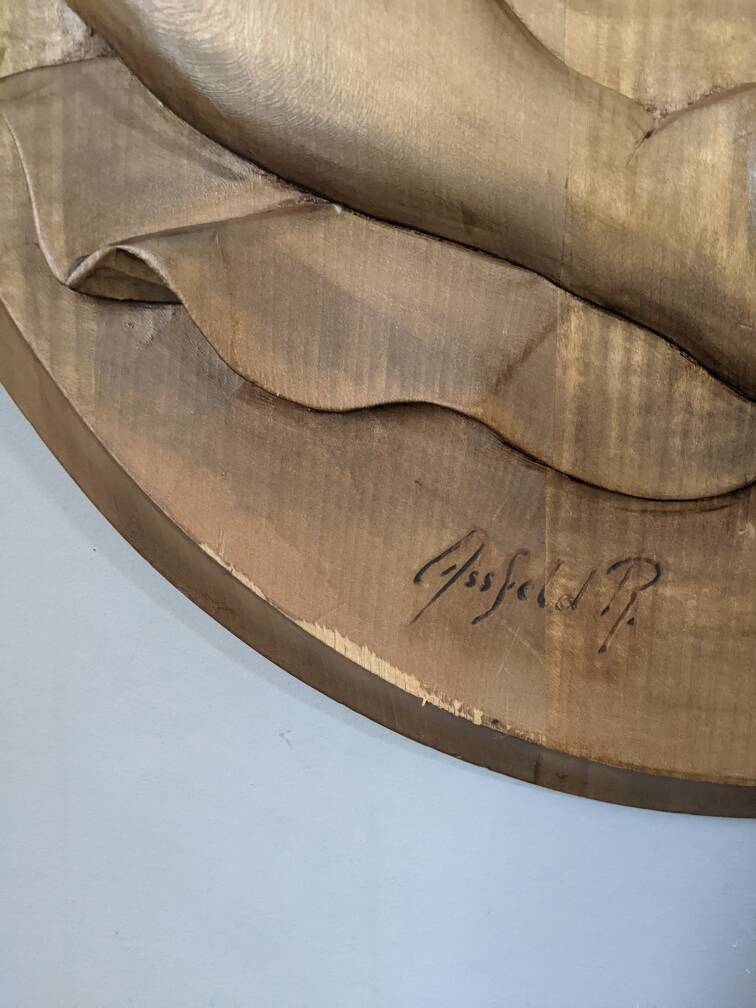 Bas-relief antique oval painting wall sculpture female nude