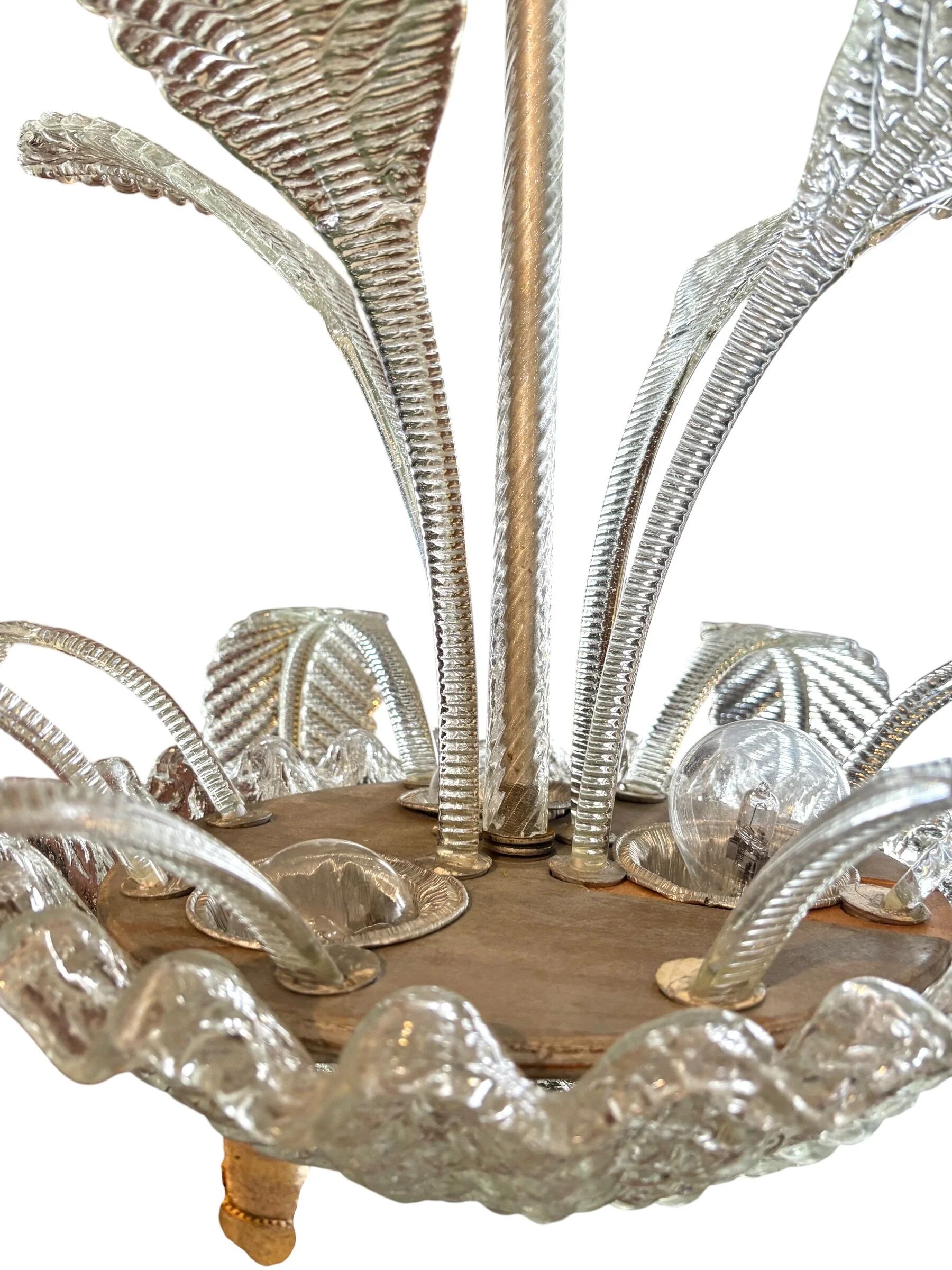 4-light glass chandelier attributed to Murano, 20th century