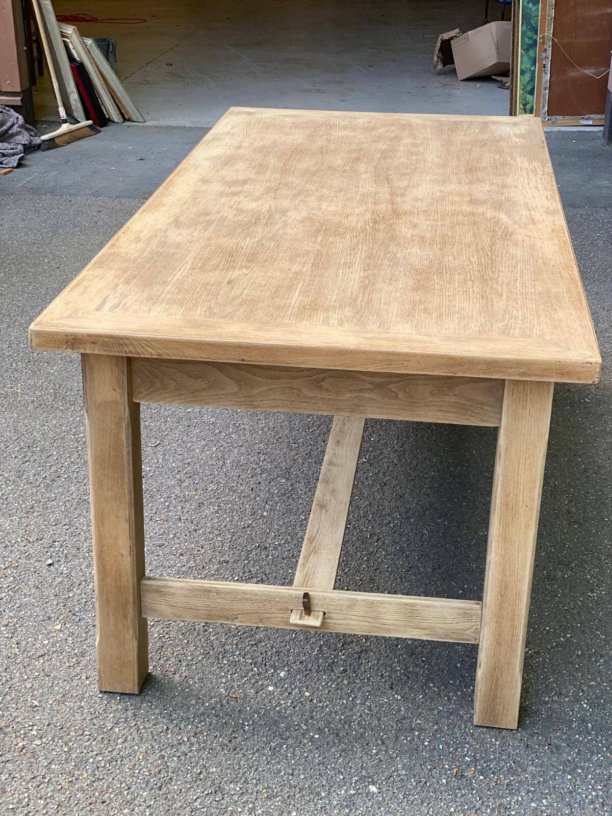 Renovated farmhouse dining table in raw wood from the 20th century 185cm