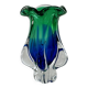 Murano style blue and green blown glass vase