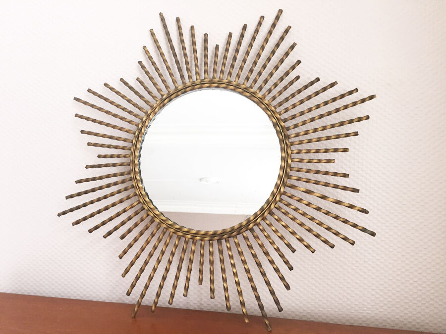 Mirror sun brass twisted, 1960 - 55x55cm