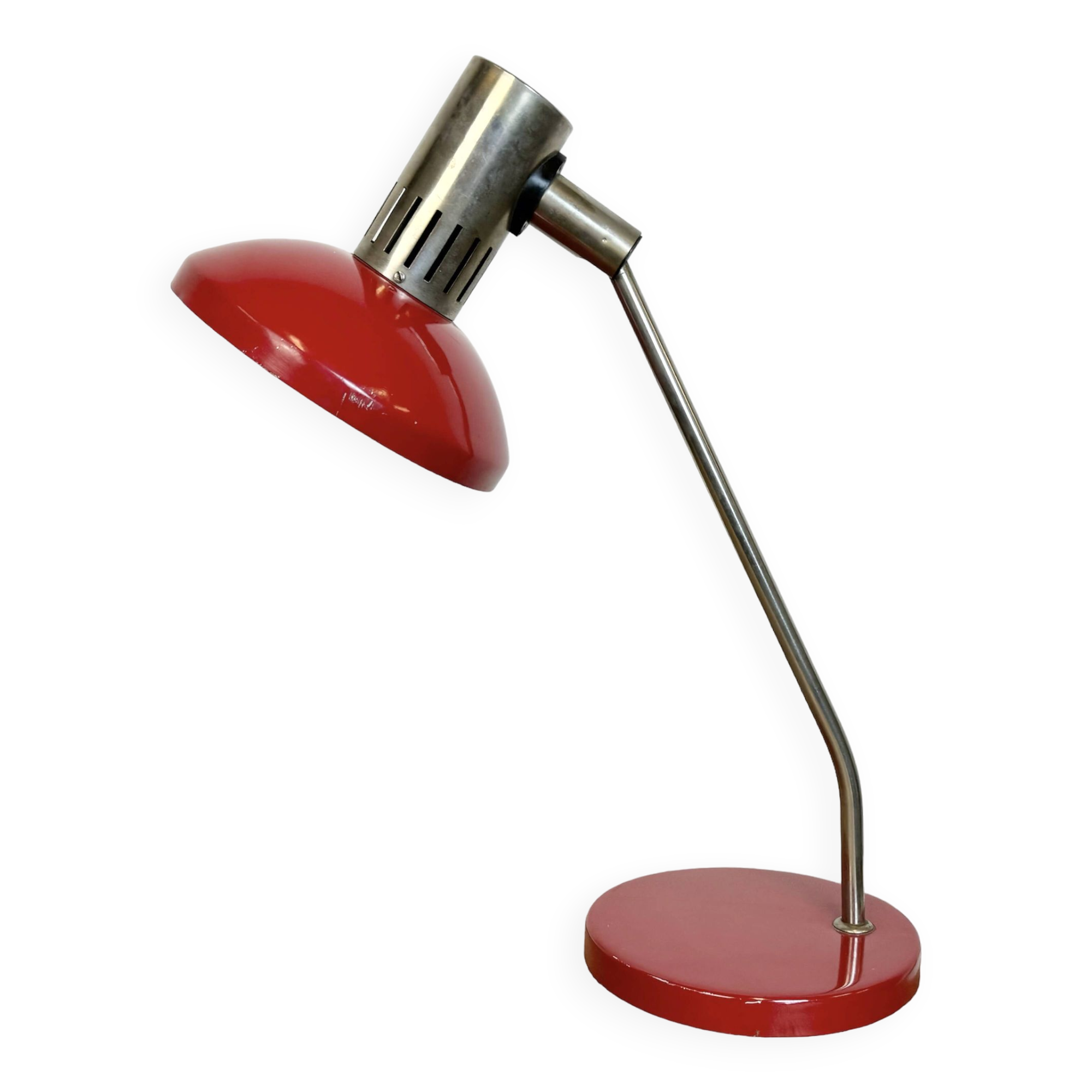 Vintage red east german table lamp from aka leuchten, 1970s