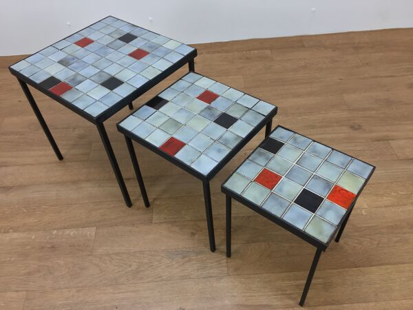 Tables gigognes Mado Jolain céramique 1960