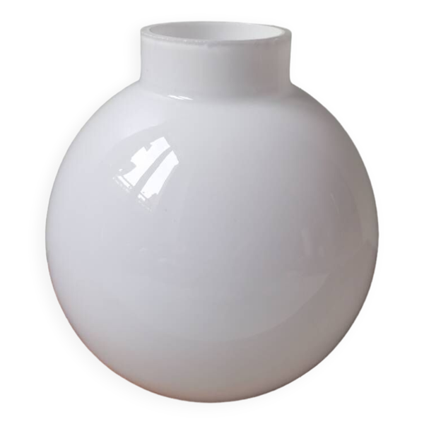 Globe de lampe boule vintage en opaline blanche baladeuse suspension