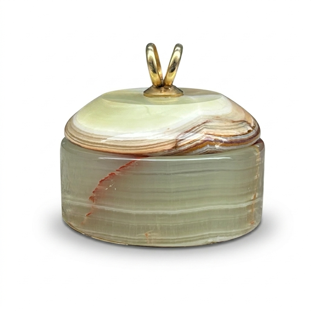 Green onyx catchall - Vintage 1970 green onyx jewellery box