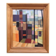 Mid-Century Modern "Cubist View" Vintage Cubist Oil Painting, Framed