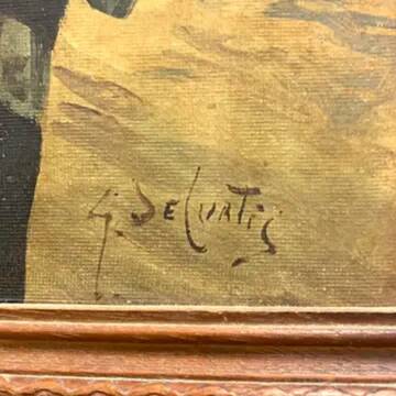 Oil painting, G. De Curtis, signed canvas, young Italian fisherman, late 20th century