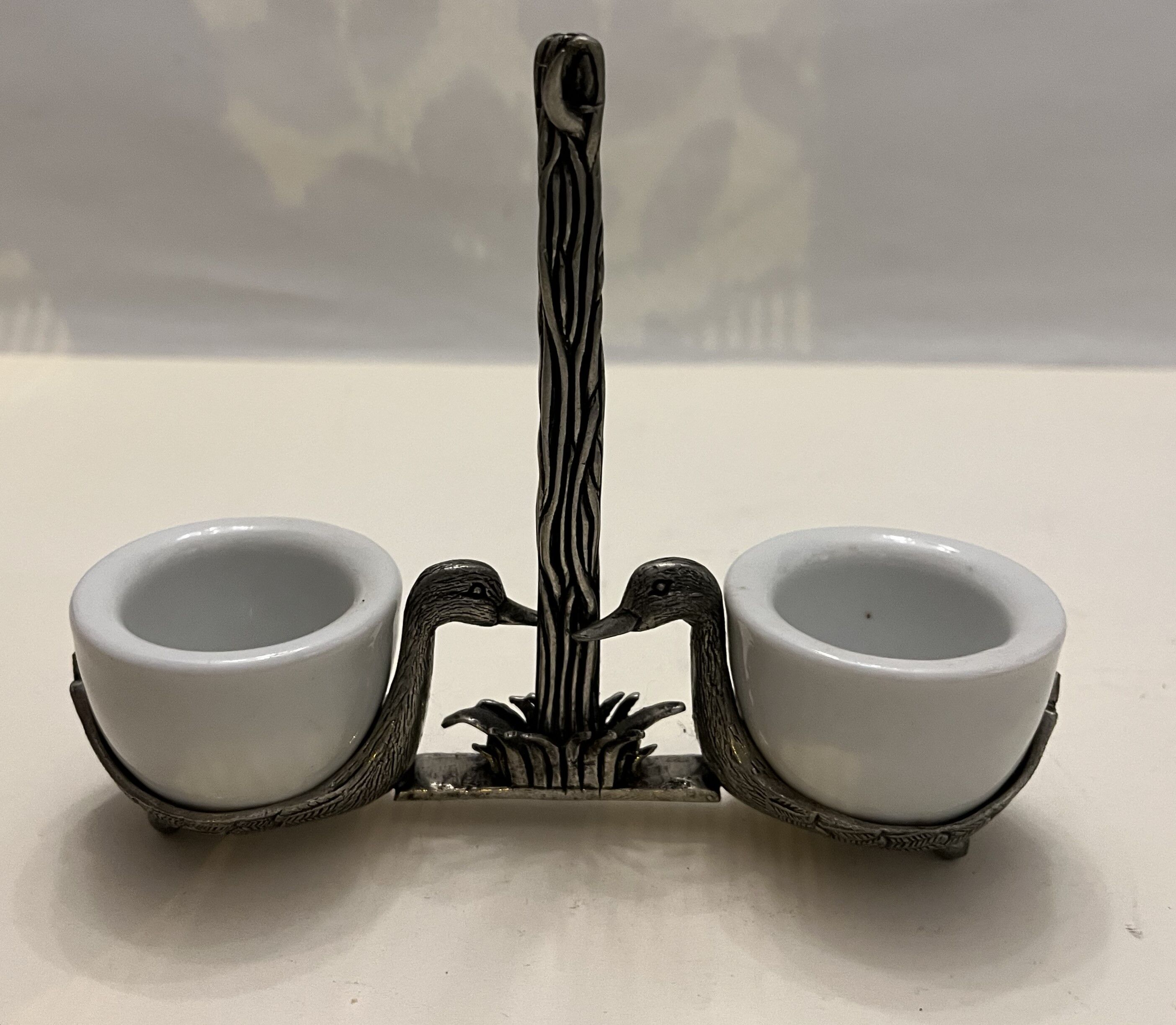 Faience and pewter salt shaker
