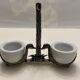 Faience and pewter salt shaker