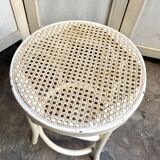 Stool in white curved beech and cane