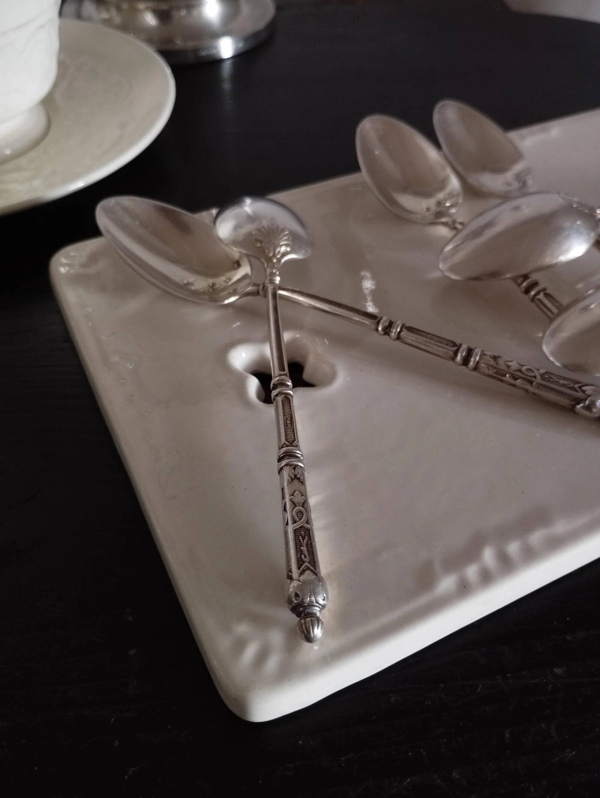 6 small silver-plated metal teaspoons S.F.A.M Russian model