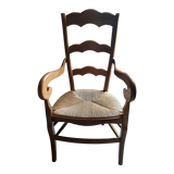 Armchair in wood and straw