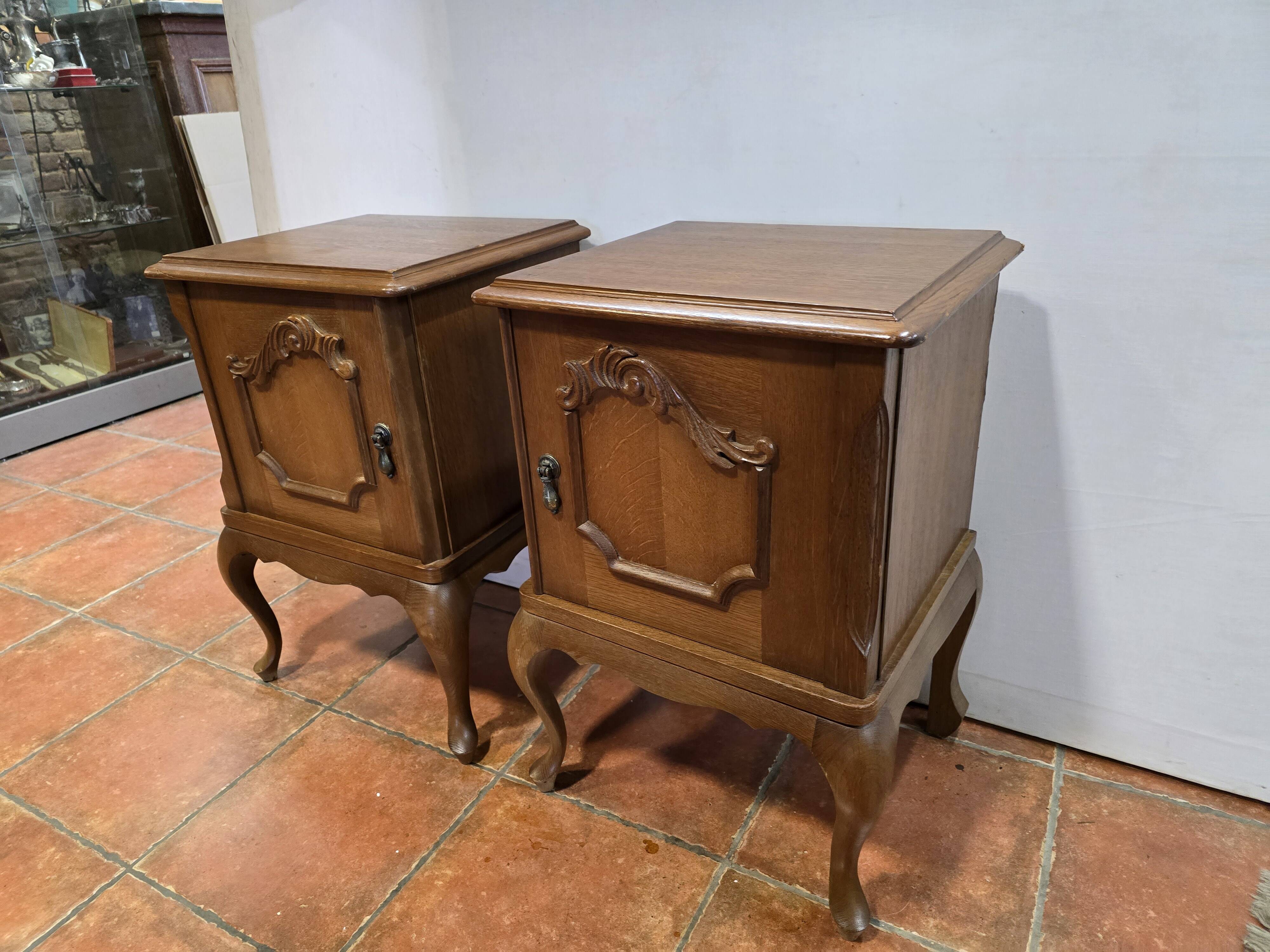 Pair of vintage 1960s oak bedside tables