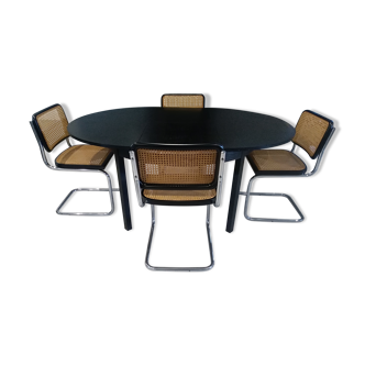 Set table and 4 chairs Cesca B32 Marcel Breuer years 1990