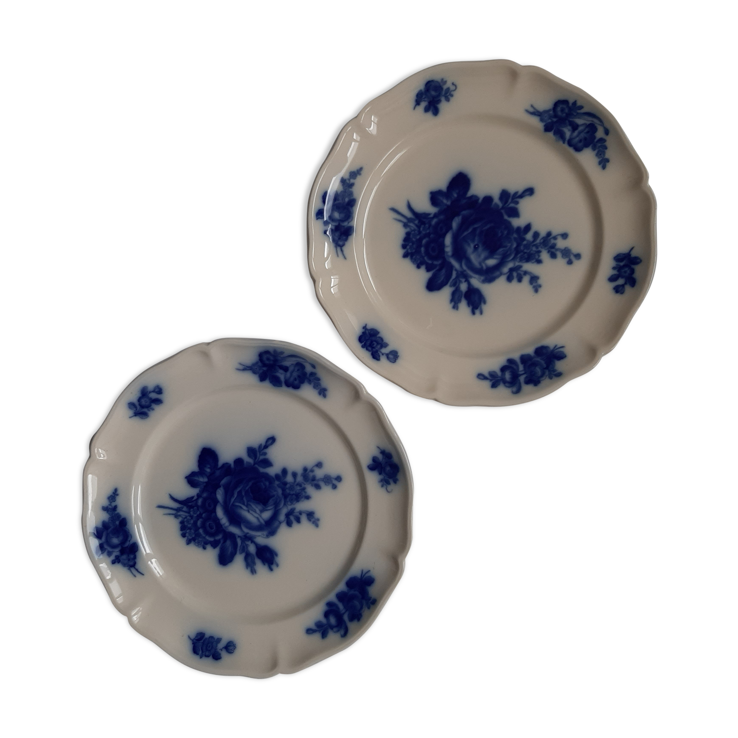 Ancient blue flower plates