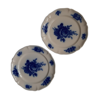 Assiettes anciennes fleurs bleues