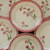 Set of 6 digoin sarreguemines earthenware dinner plates. aude model.