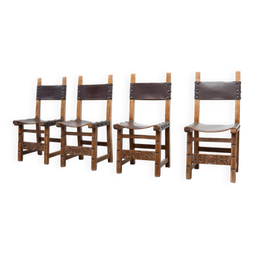 Set of four Spanish dining chairs