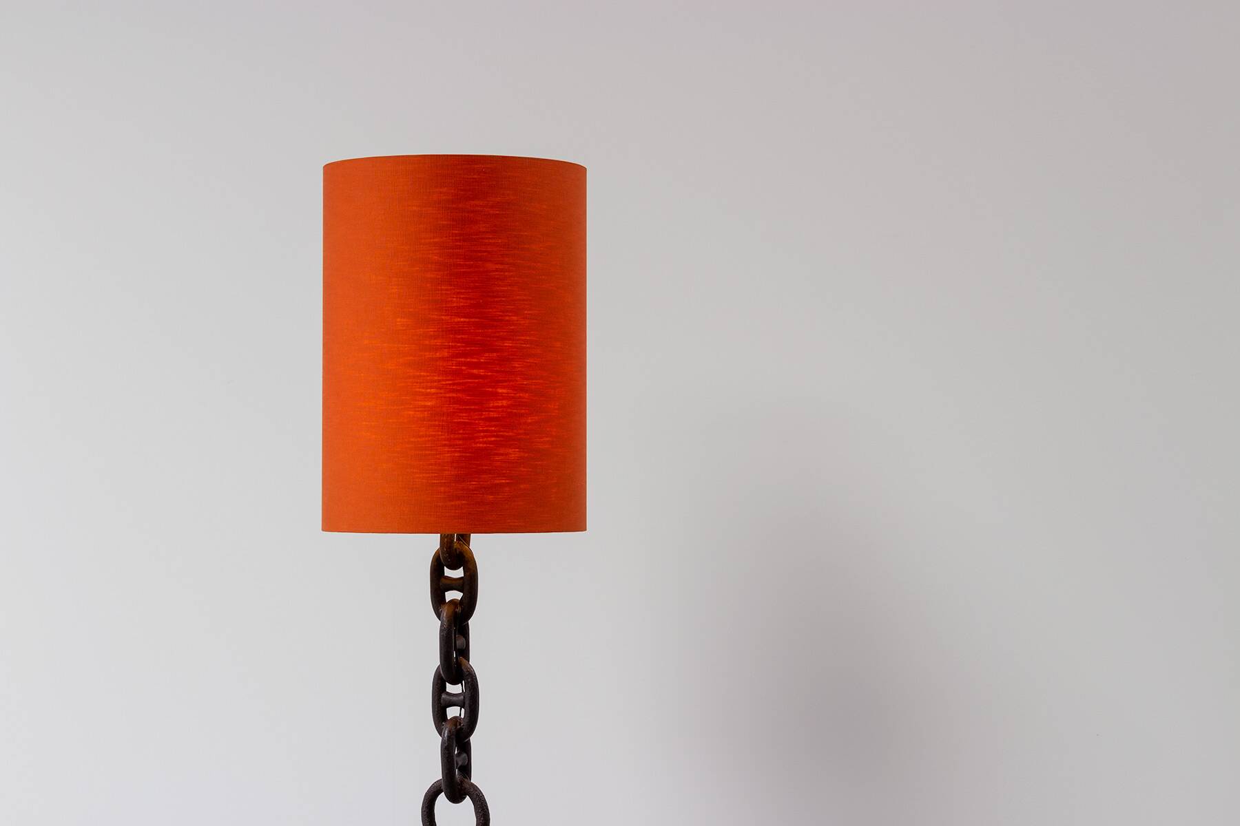 Sculptural Industrial Floor Lamp In Welded Iron Chain 80s Brutalist Design