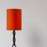 Sculptural Industrial Floor Lamp In Welded Iron Chain 80s Brutalist Design