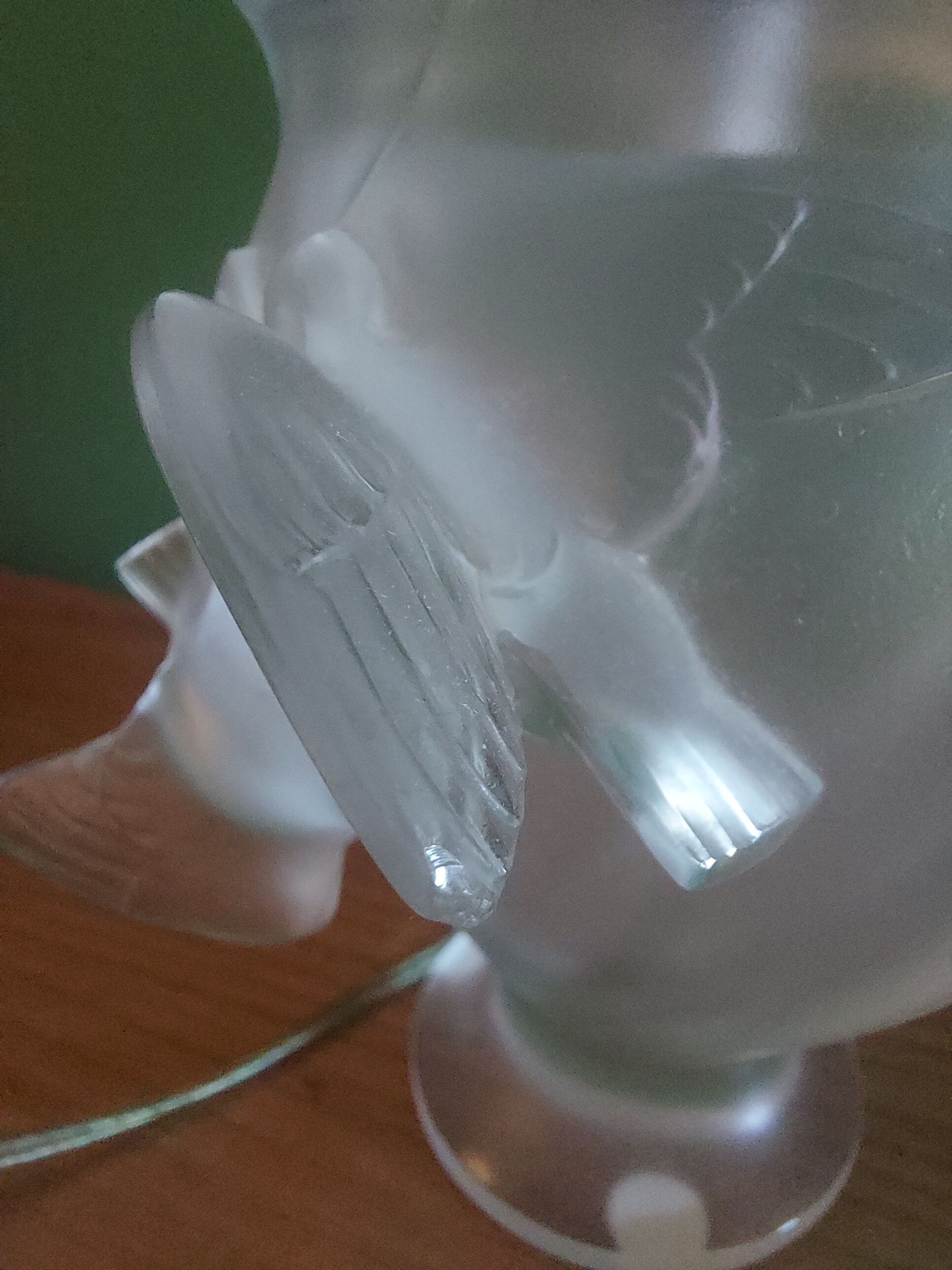 Lalique crystal lamp foot, doves