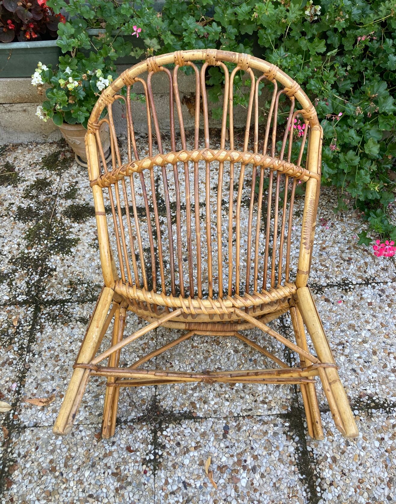 Fauteuil en rotin vintage