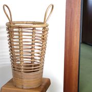 Porte parapluie en bambou et rotin, années 50
