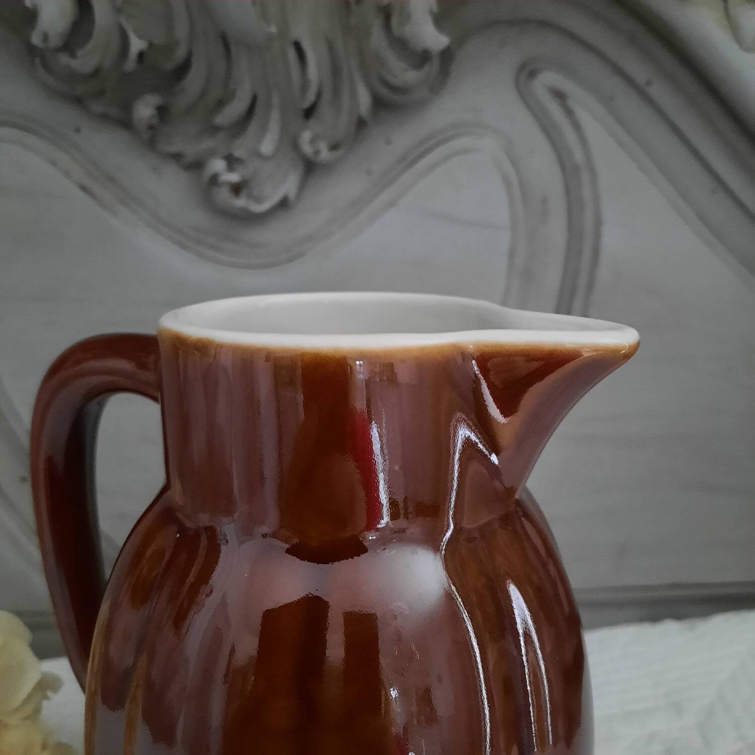 Glazed terracotta pitcher
