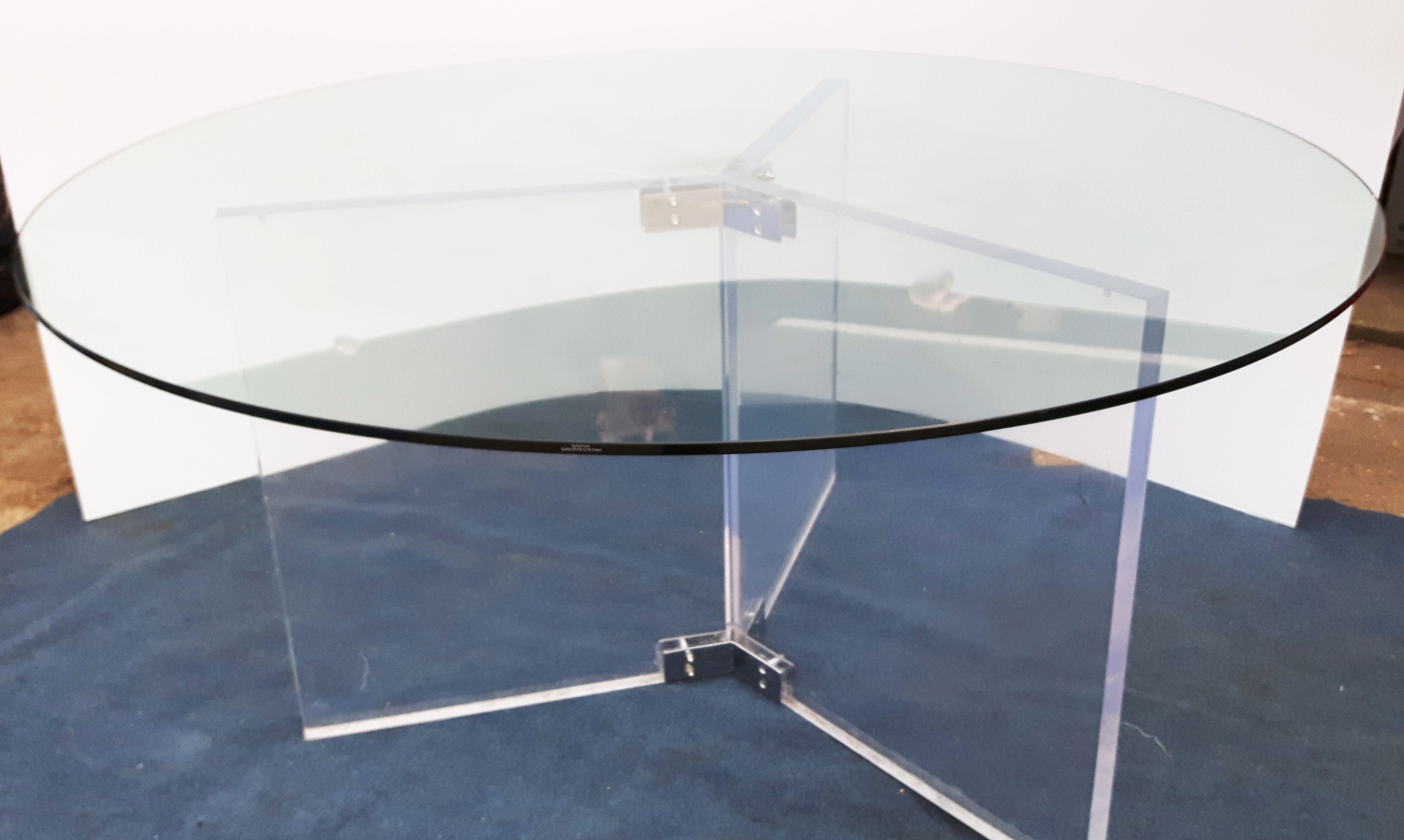 Vintage lucite & glass round dining table