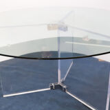 Vintage lucite & glass round dining table