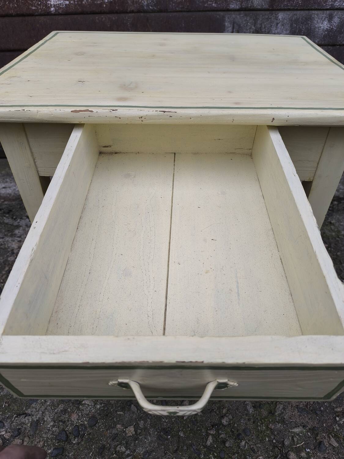 Yellow and green patinated coffee table by a local artist