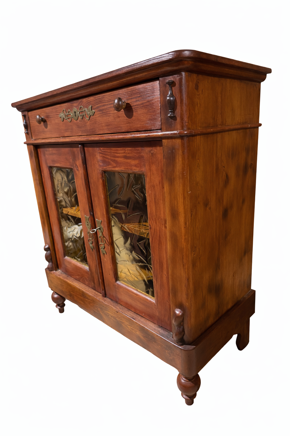 Early 20th Century Dutch Vitrine Cabinet in Solid Pine